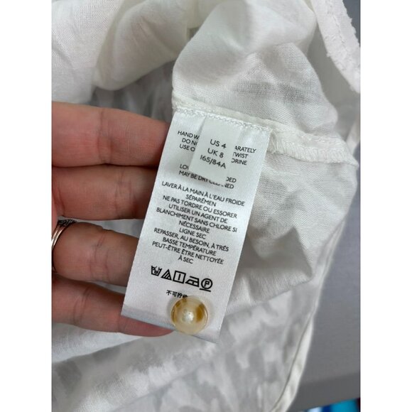 Maeve Anthropology women's 4 white long sleeve burnout button down cotton blouse - Picture 8 of 9